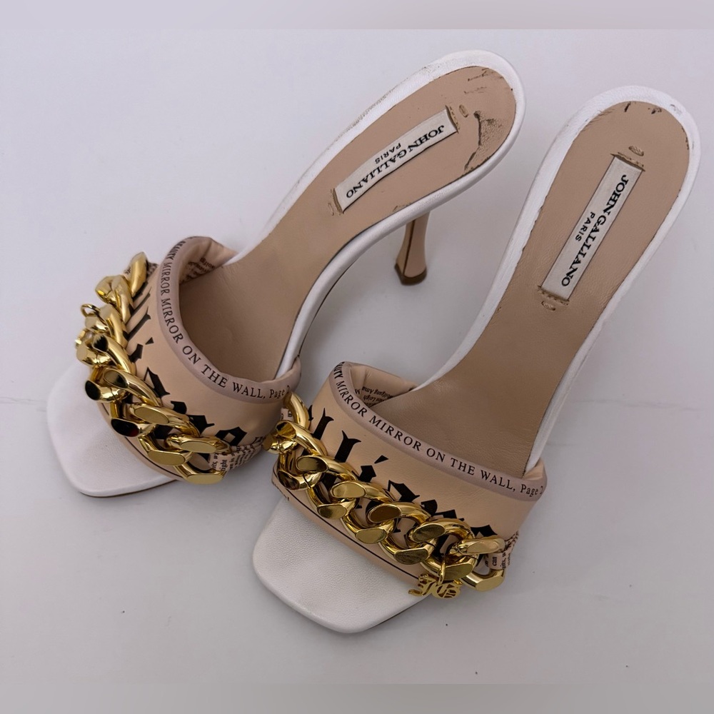 JOHN GALLIANO Chain Leather Heeled Sandals Size 36.5